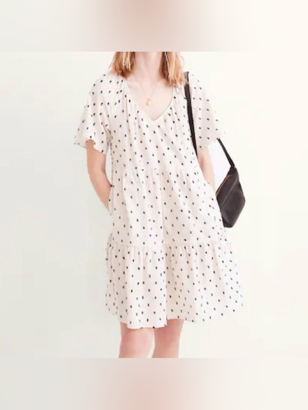 Madewell Cotton-Linen‎ Lorelei Mini Dress in Clip Dot size large
